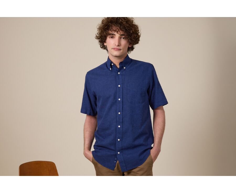 Chemise coton/lin  Indigo - Coupe confort - COLTEN MC