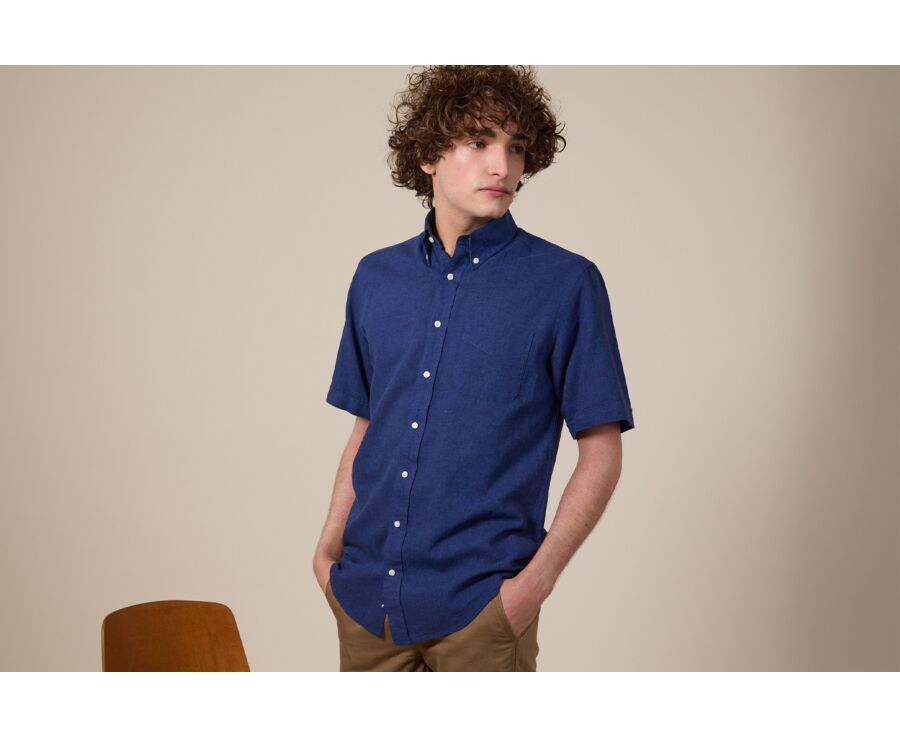 Chemise coton/lin  Indigo - Coupe confort - COLTEN MC