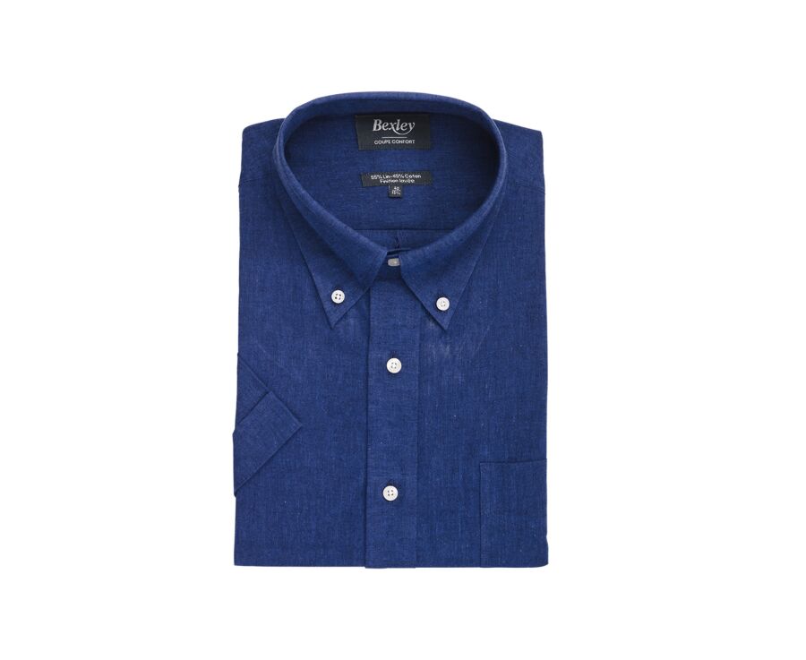 Chemise coton/lin  Indigo - Coupe confort - COLTEN MC