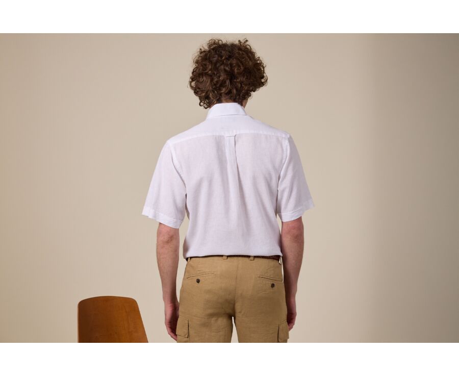 Chemise coton/lin Blanc - Coupe confort - COLTEN MC