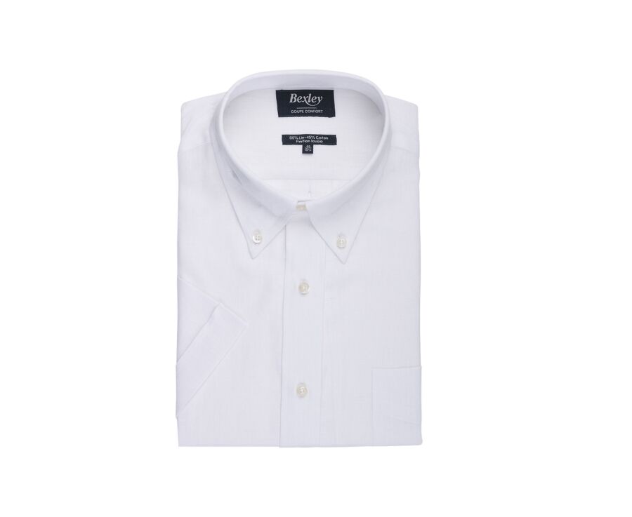 Chemise coton/lin Blanc - Coupe confort - COLTEN MC