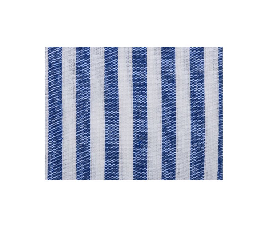 Chemise à rayures coton/lin Bleu Océan et Blanc - Coupe confort - COLTEN MC