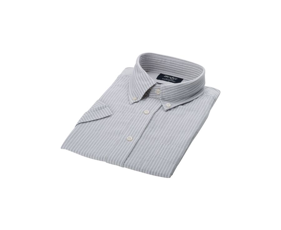 Chemise coton et lin Vert Tilleul et Blanc - Poche poitrine - COLTEN MC