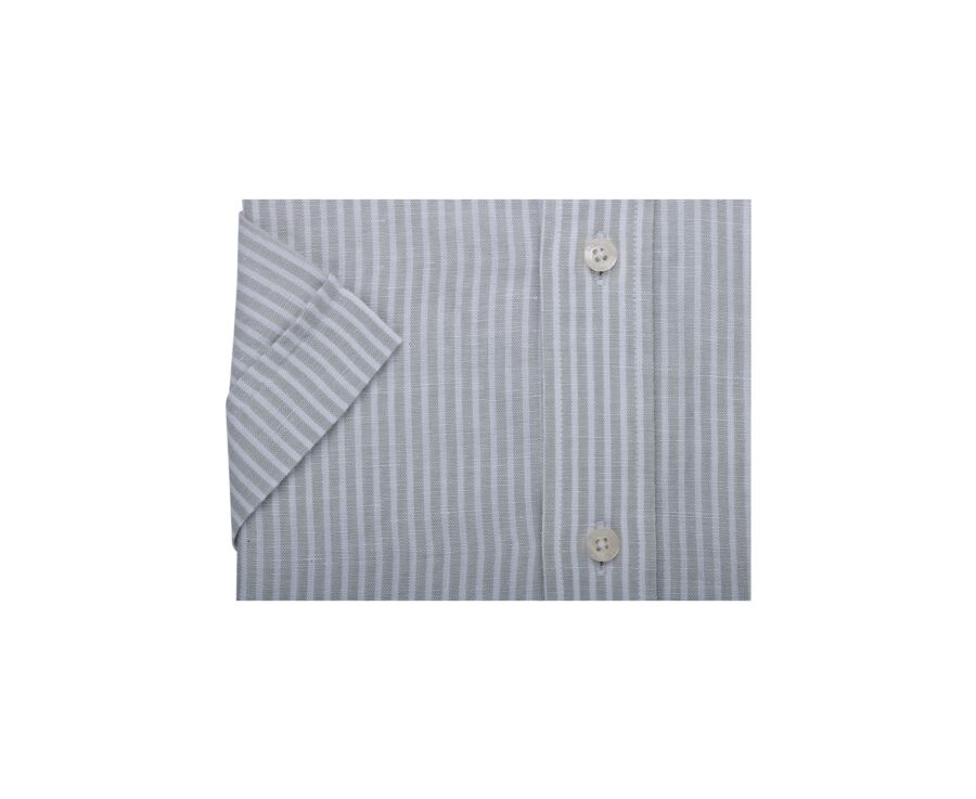 Chemise coton et lin Vert Tilleul et Blanc - Poche poitrine - COLTEN MC