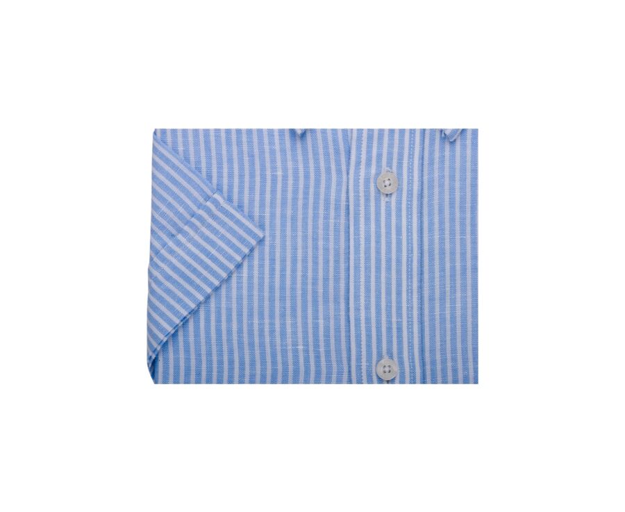 Chemise coton et lin Chambray Bleu Ciel et Blanc - Poche poitrine - COLTEN MC