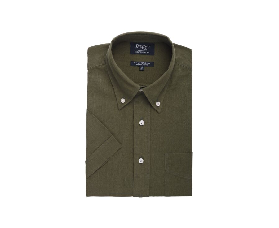 Chemise coton/lin  Indigo - Chambray Vert Foret - COLTEN MC