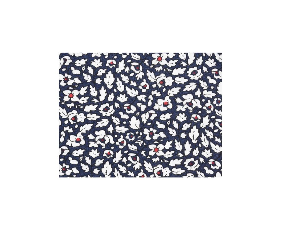 Chemise coton bleue imprimée fleurs blanches et rouges - VICTORIEN