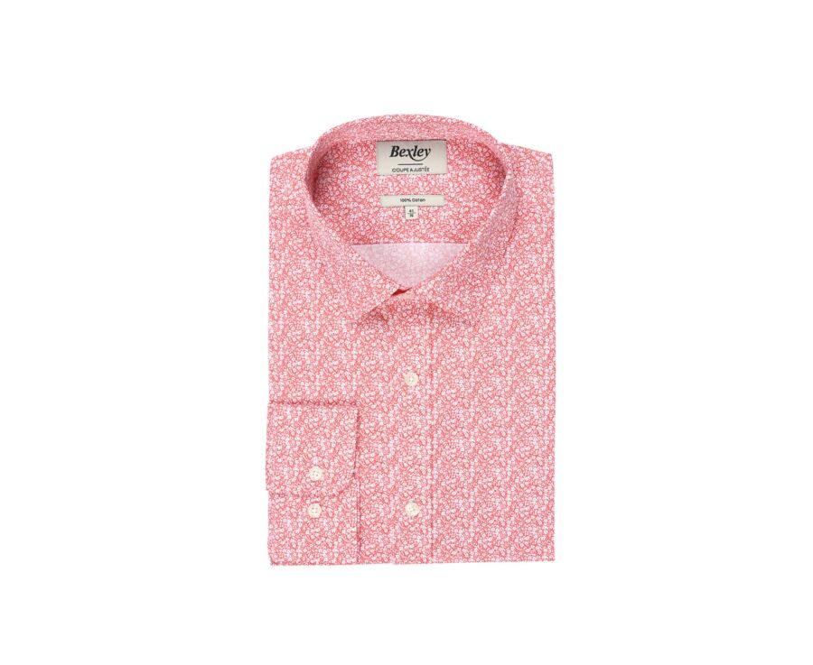 Chemise coton blanche à imprimé fleuri rouge - SULPICE