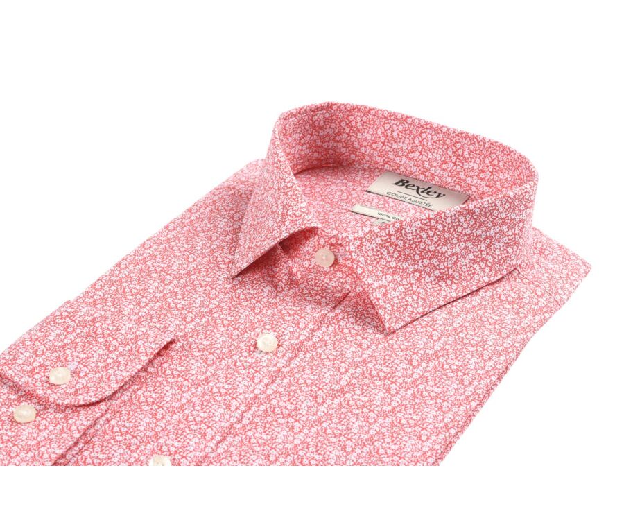 Chemise coton blanche à imprimé fleuri rouge - SULPICE
