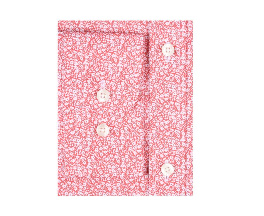 Chemise coton blanche à imprimé fleuri rouge - SULPICE