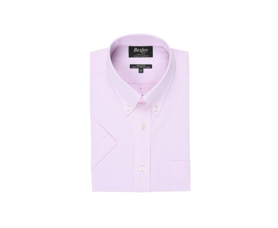 Chemise coton blanche à petits carreaux roses - TIM MC