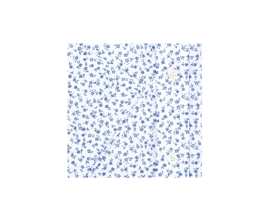 Chemise coton blanche imprimée fleurs bleues - FLORANTIN MC