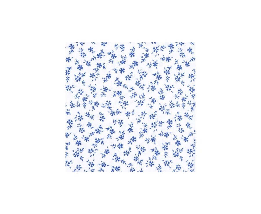 Chemise coton blanche imprimée fleurs bleues - FLORANTIN MC