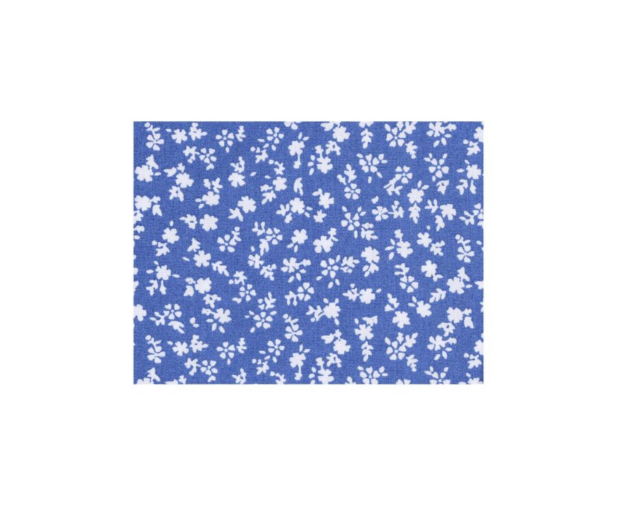Chemise coton bleue imprimée fleurs blanches - FLORANTIN MC