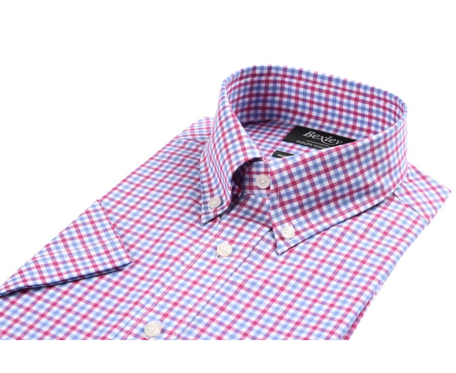 Chemise coton Rose bleu et blanc - Poche poitrine - CULLEN MC