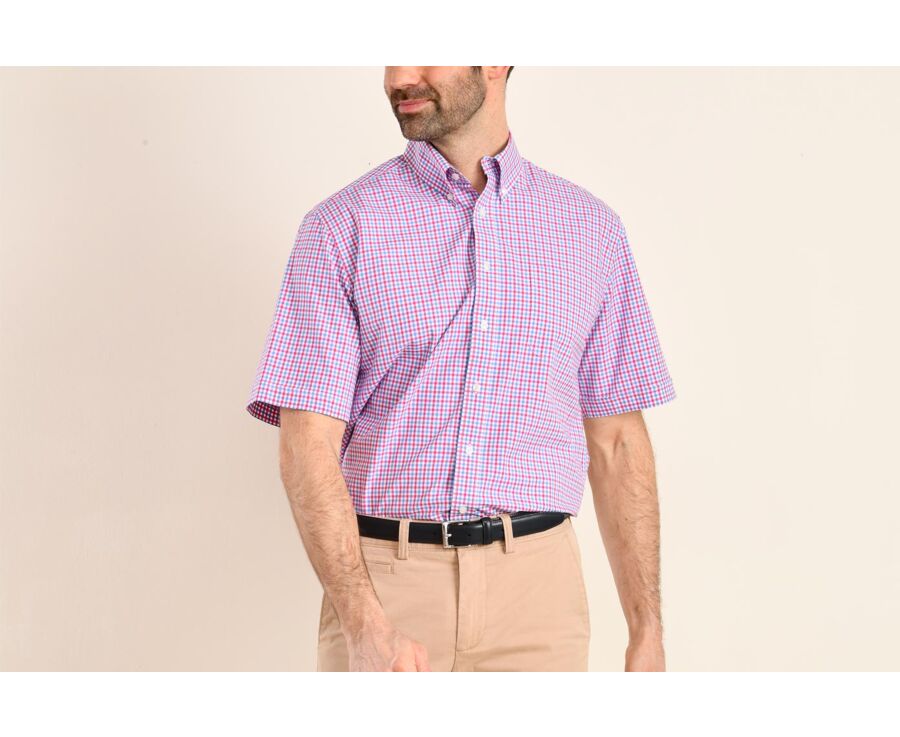 Chemise coton Rose bleu et blanc - Poche poitrine - CULLEN MC