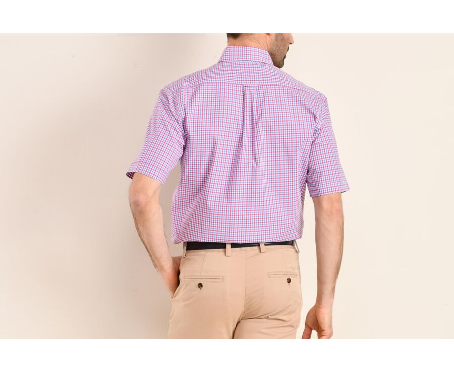 Chemise coton Rose bleu et blanc - Poche poitrine - CULLEN MC