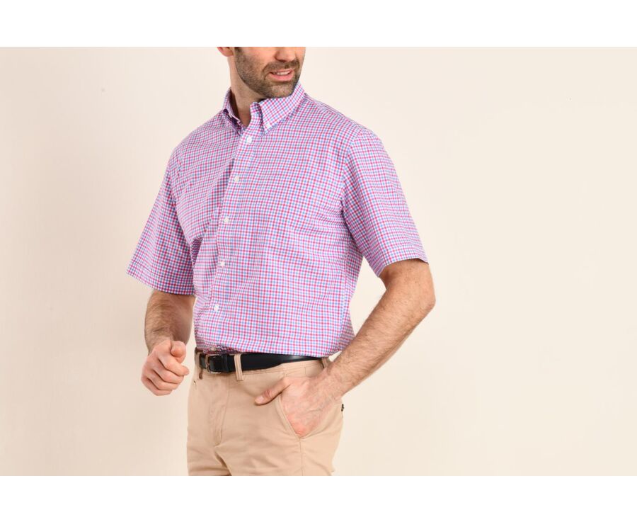 Chemise coton Rose bleu et blanc - Poche poitrine - CULLEN MC