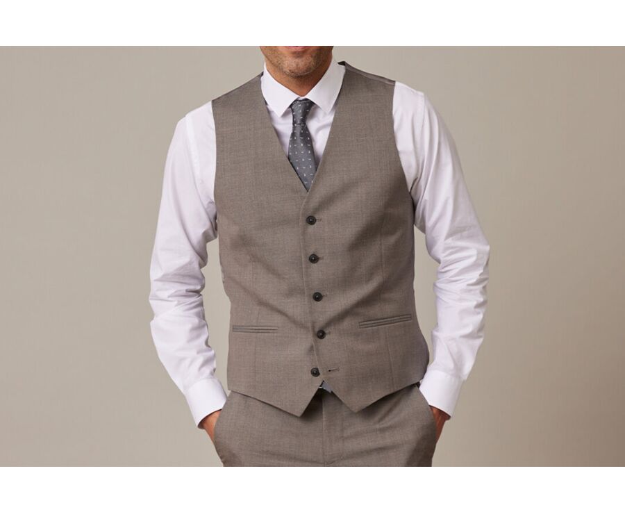 Gilet de costume homme Taupe Chiné - LAZARE