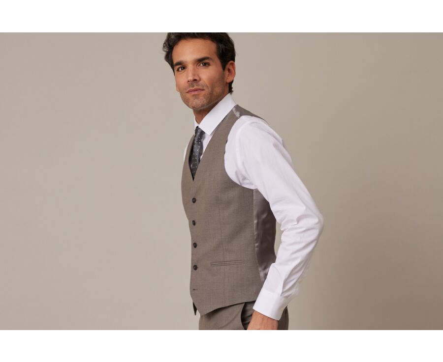Gilet de costume homme Taupe Chiné - LAZARE