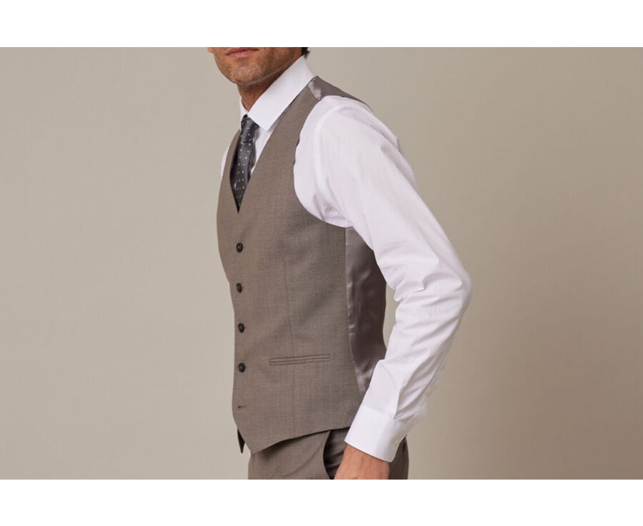Gilet de costume homme Taupe Chiné - LAZARE