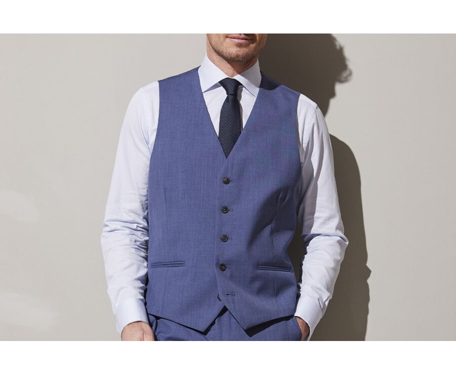 Gilet de costume homme Bleu clair chiné - LAZARE