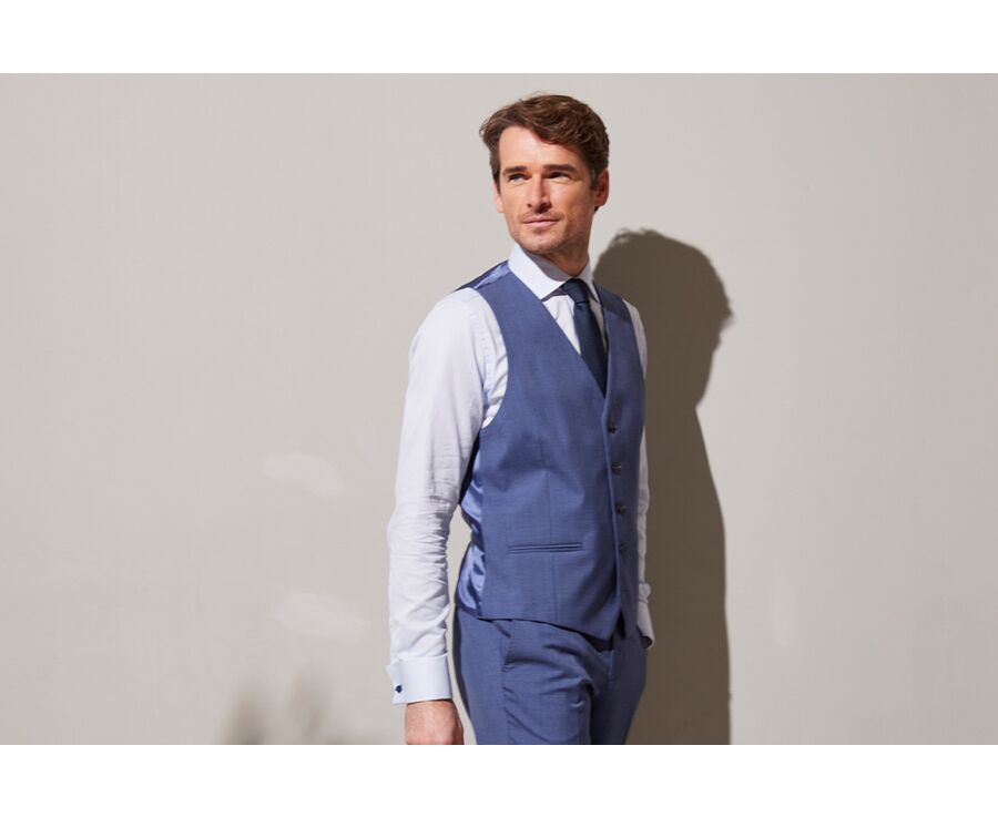 Gilet de costume homme Bleu clair chiné - LAZARE