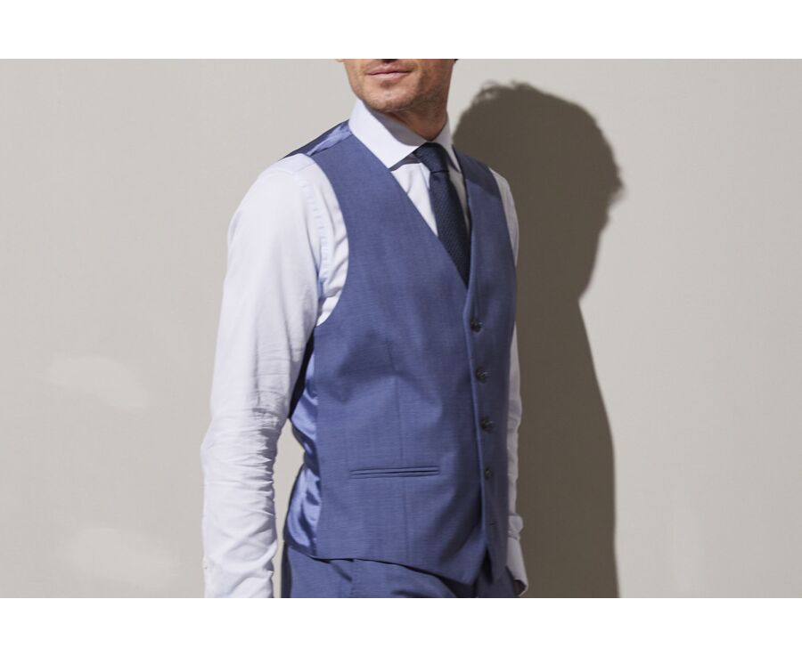 Gilet de costume homme Bleu clair chiné - LAZARE