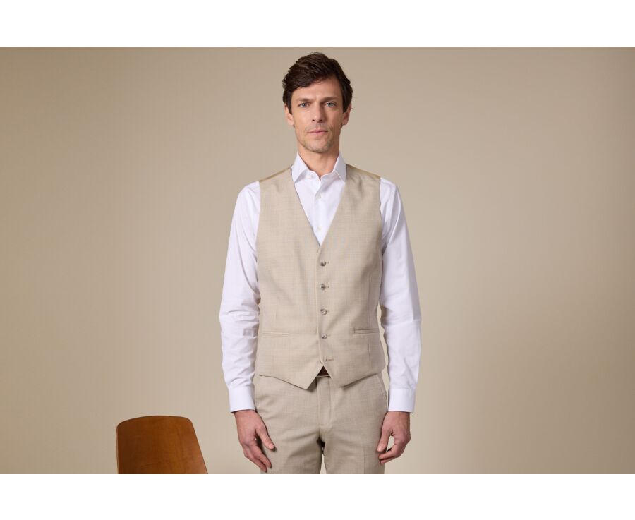 Gilet de costume homme Beige Chiné - LAZARE