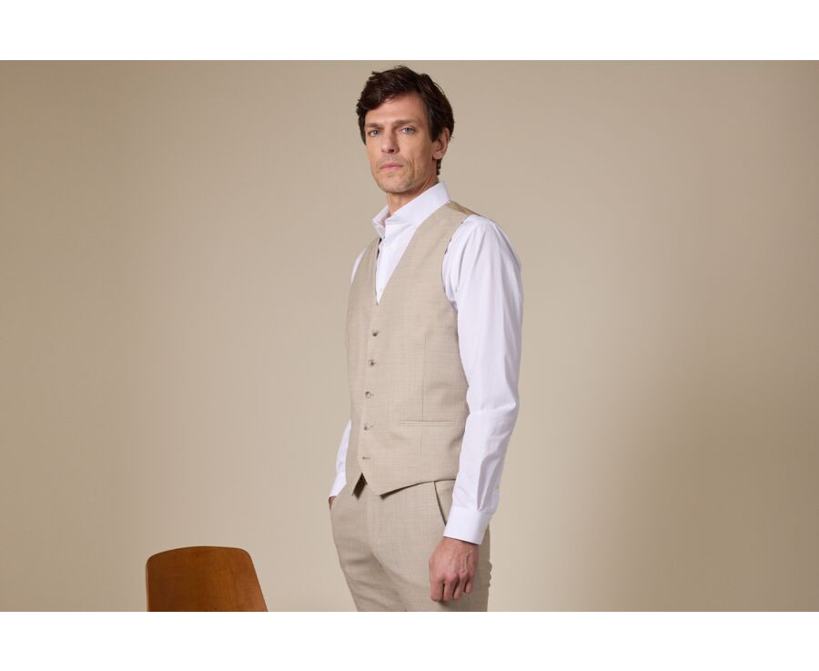 Gilet de costume homme Beige Chiné - LAZARE