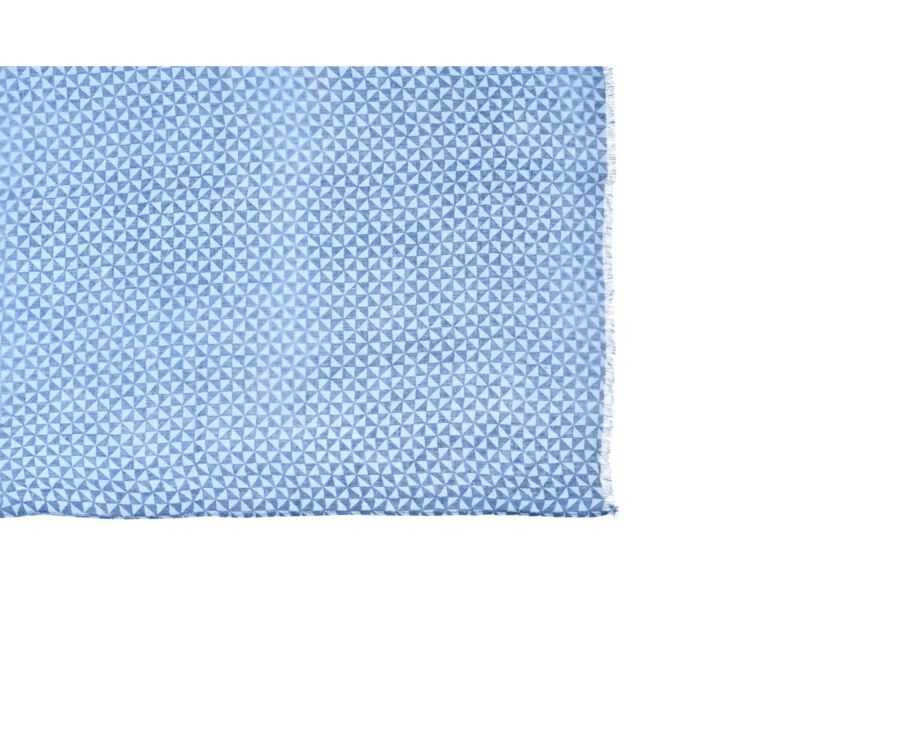 Chèche lin coton Bleu motif triangles bleu ciel
