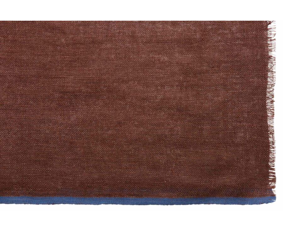 Chèche Homme Lin et Coton - Havane et Bordure Indigo