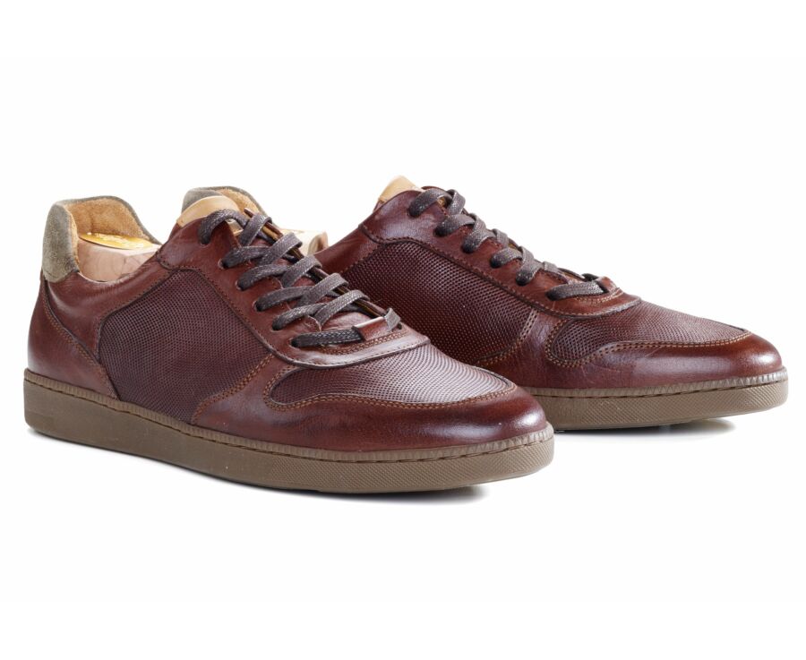Sneakers homme cuir Chocolat Patiné - BORONIA
