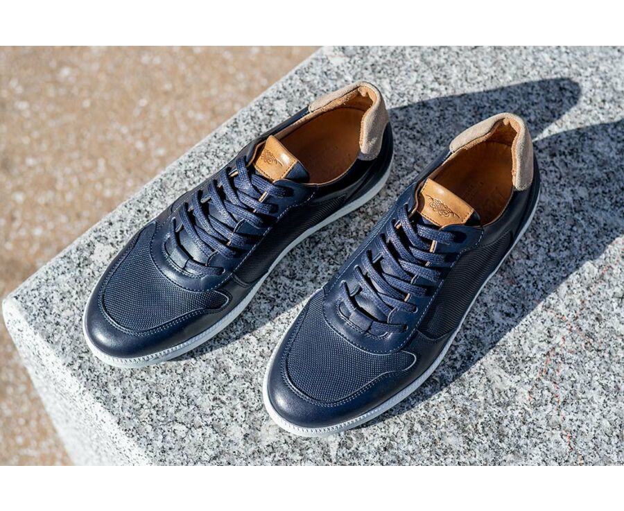 Sneakers homme cuir Navy - BORONIA