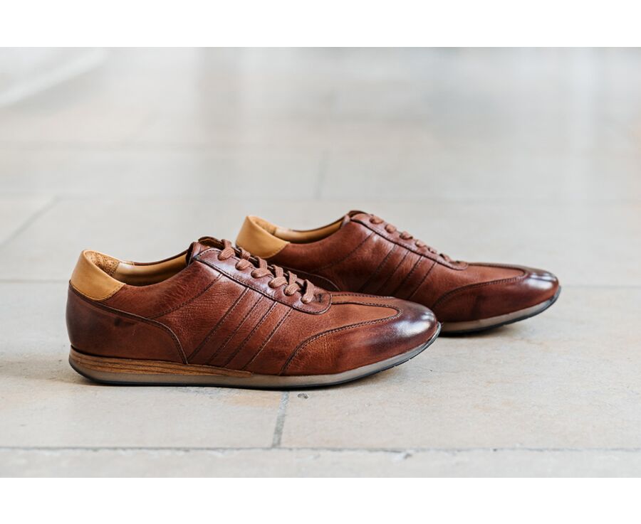 Sneakers homme Chocolat patiné - BOCKARA