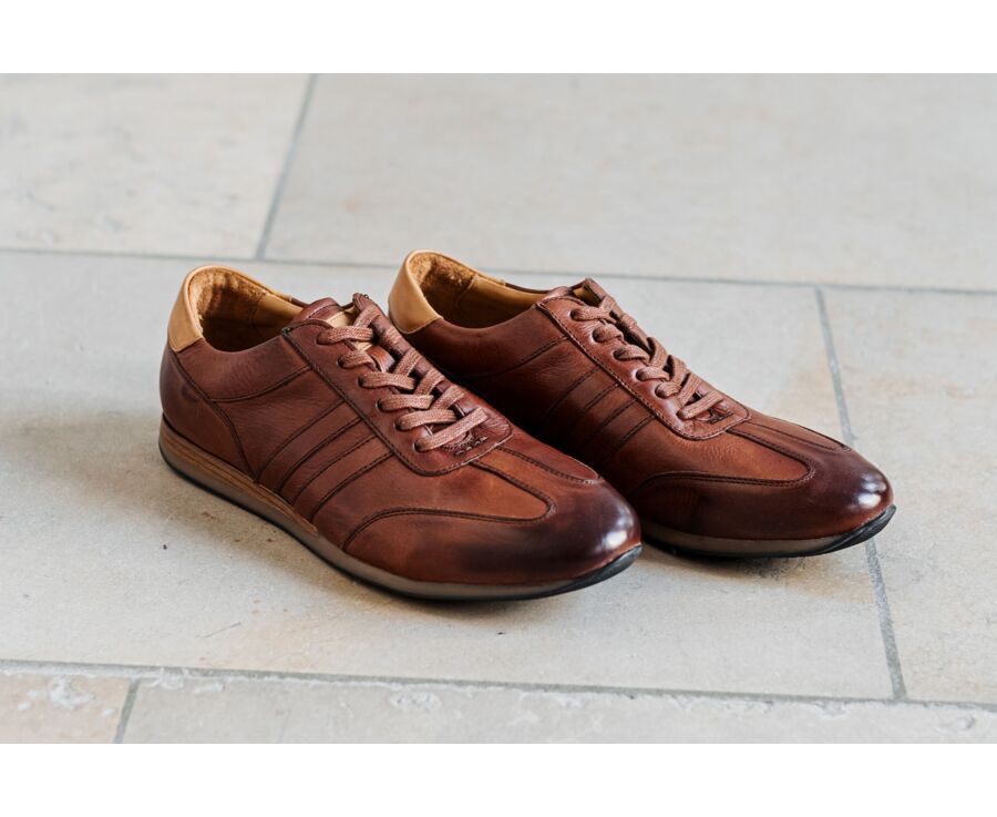 Sneakers homme Chocolat patiné - BOCKARA