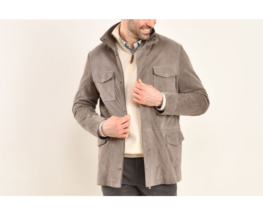 Veste en cuir homme Taupe FULBERT