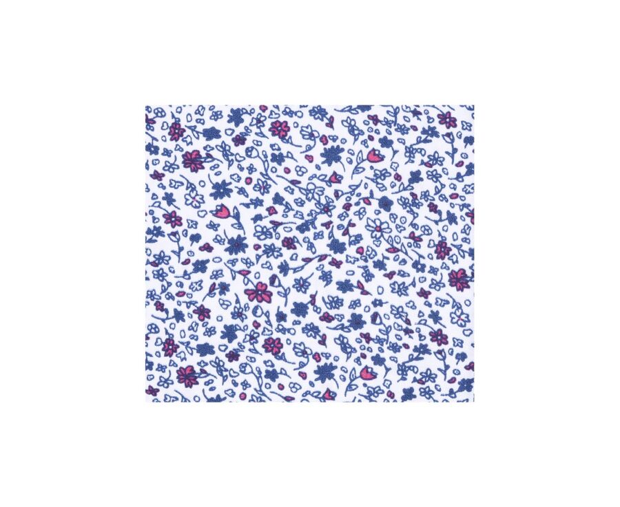 Chemise coton blanche imprimée fleurs bleues et roses - THÉOBERT