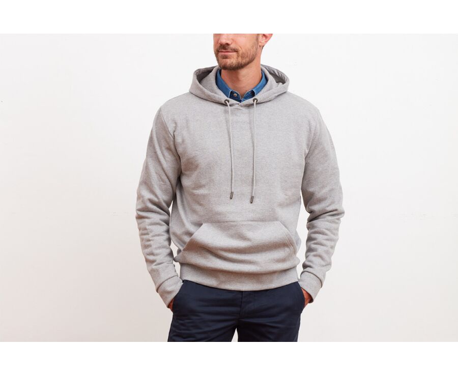 Sweat-shirt homme à capuche coton Gris chiné - HUDSEN
