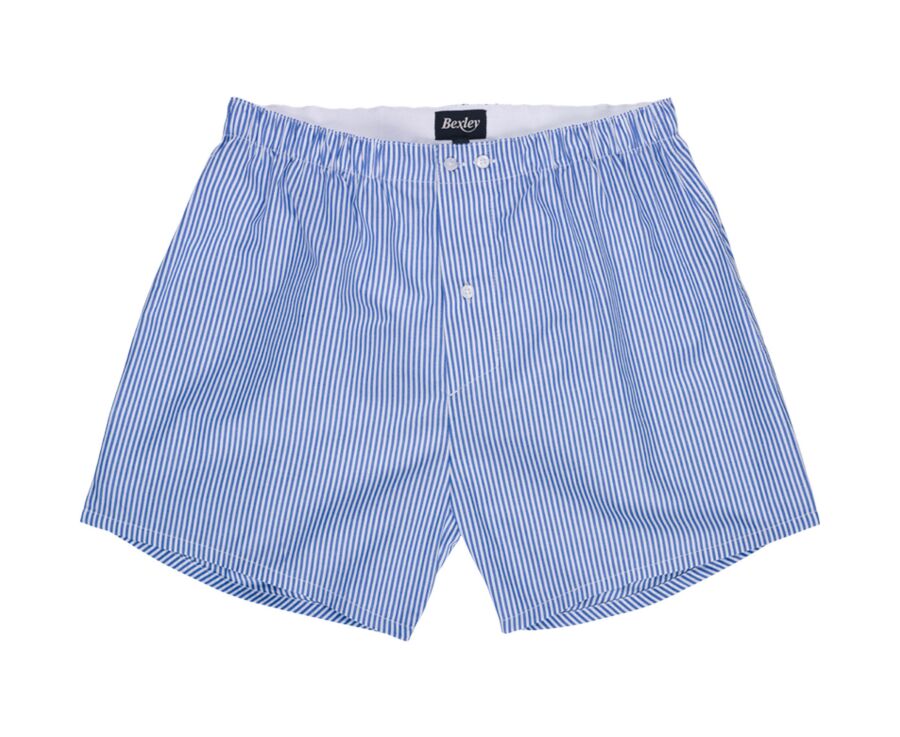 Boîte de 2 caleçons homme Uni Bleu/ Rayé Bleu océan et blanc - ELON