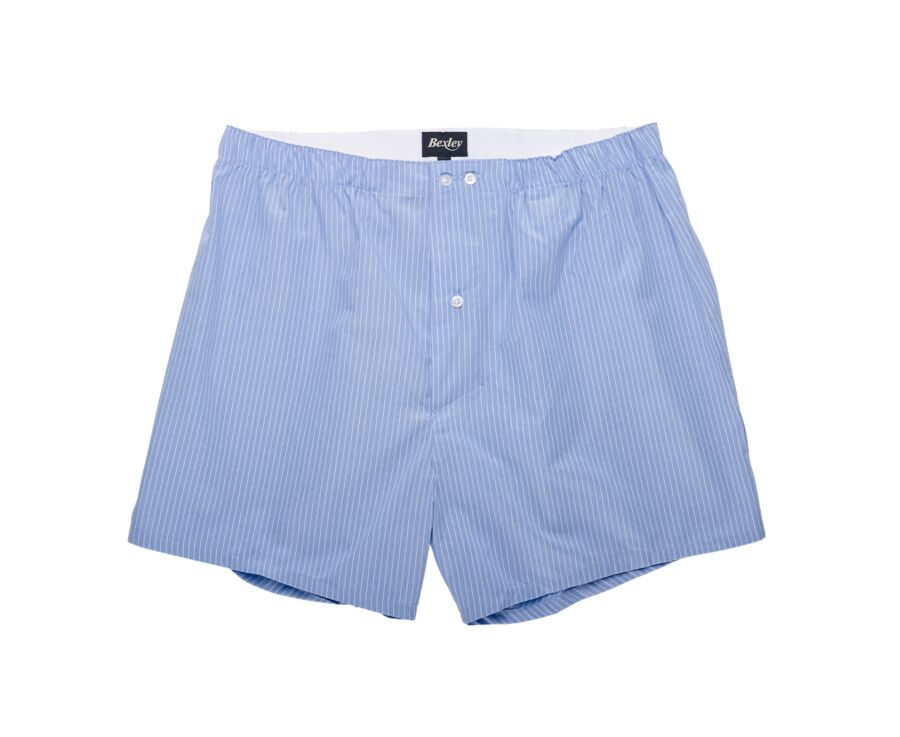 Boîte de 2 caleçons homme Bleu ciel rayé blanc / Blanc carreaux bleu - ELON