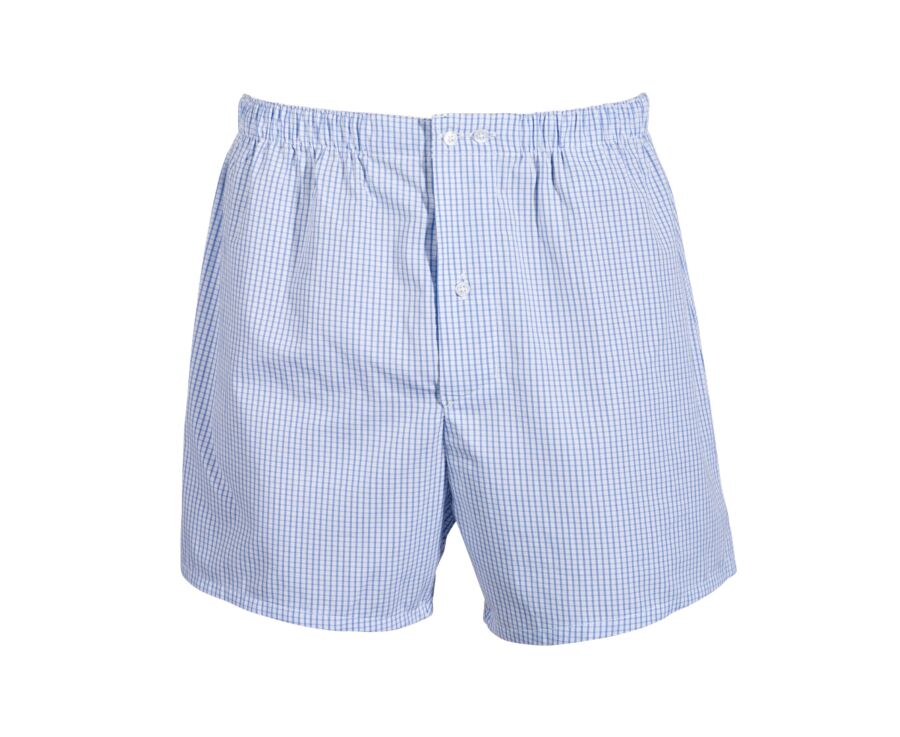 Boîte de 2 caleçons homme Bleu ciel rayé blanc / Blanc carreaux bleu - ELON