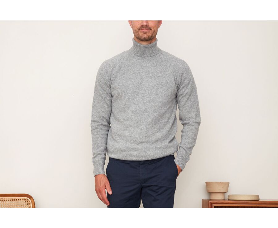 Pull col roulé homme laine Gris Chiné - EMERSTON