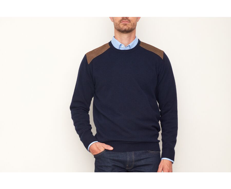 Pull laine homme col rond Bleu marine Conow Bexley