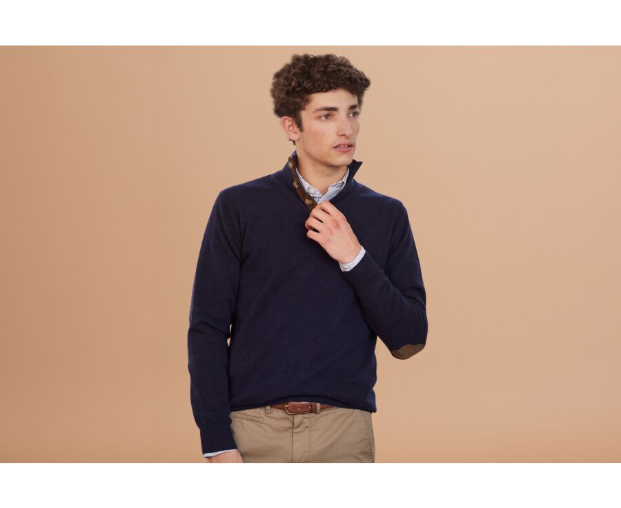 Pull col montant homme laine Navy - KILTAN