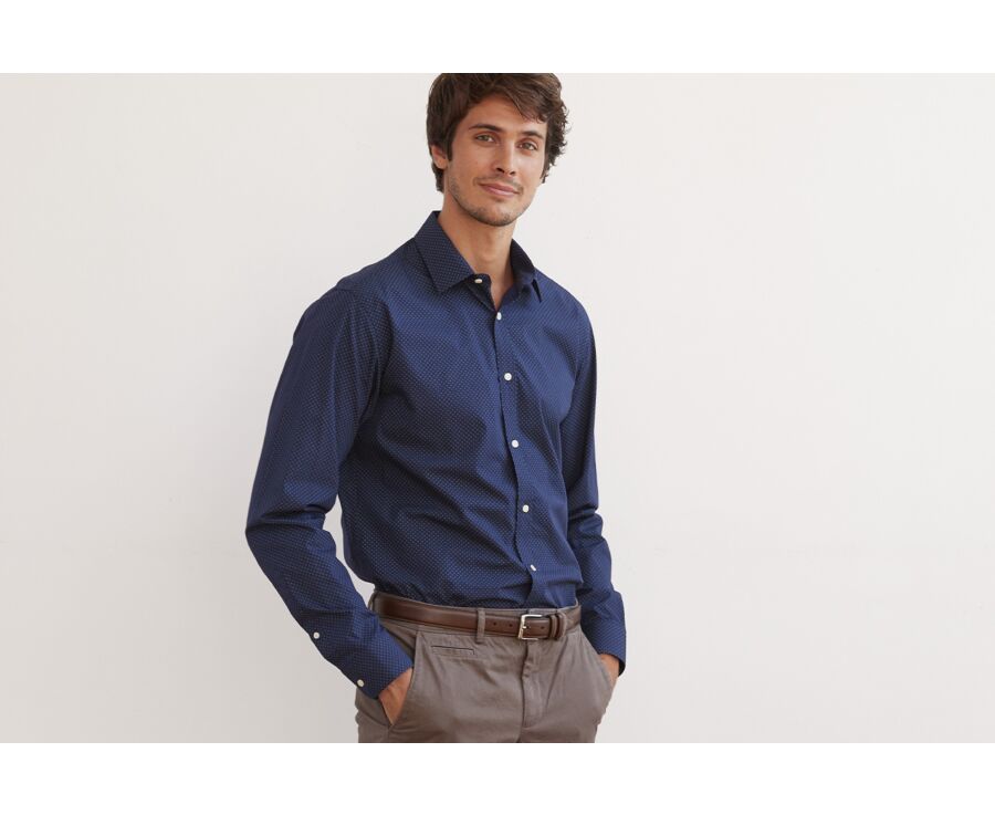 Chemise marine imprimée à motif vert - PHILBERT