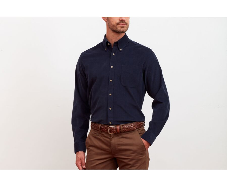 Chemise velours Navy - Col américain - WARDLEY