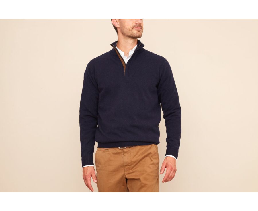 Pull col montant homme laine Navy - KEITHAN