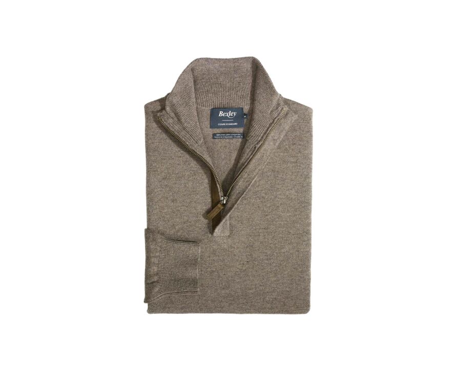 Pull col montant homme laine Gris Taupe Chiné - KEITHAN