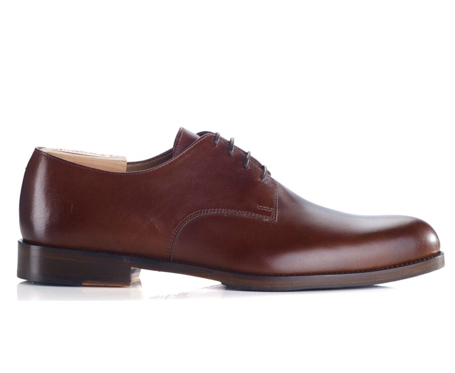 Derbies homme Châtaigne patiné semelle cuir avec patin - DOVER PATIN